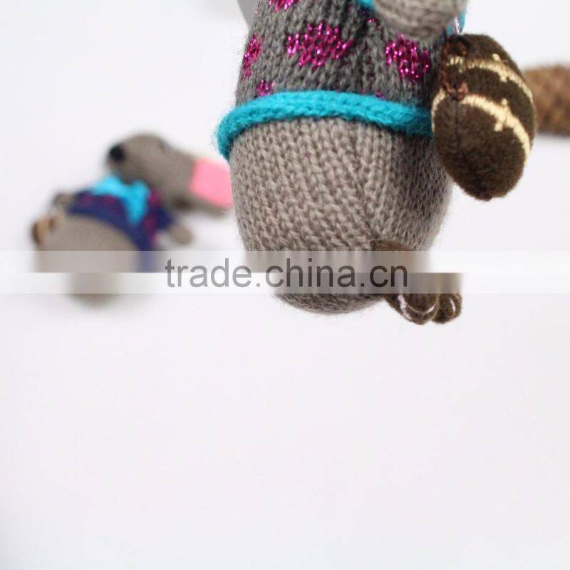 Custom made factory stuffled animal grey mouse rat knitted plush toys