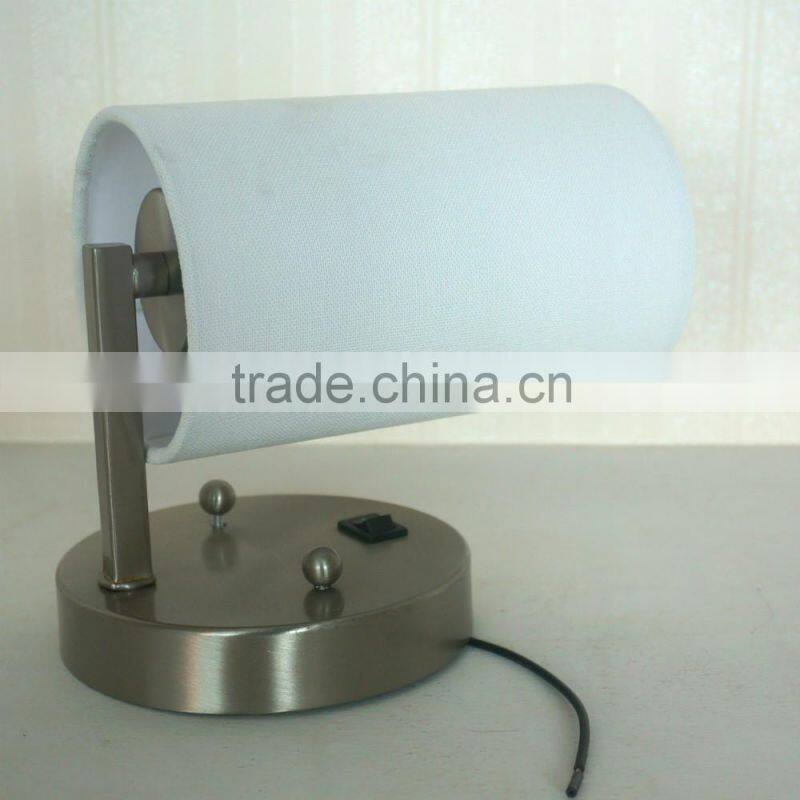 Rocker switch small wall lamp for hotel white fabric shade