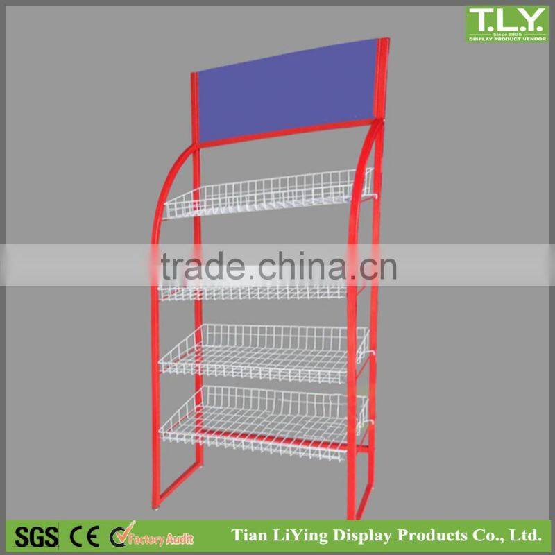 SSW-CM-601 Custom Iron Supermarket Basket Shelf / Iron Store Basket Shelf Manufacturer