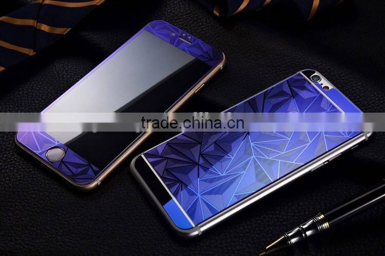 Small MOQ 3D efect Blue Feeling Touch High Definition Mobile Phone Tempered Glass Protector Set for Iphone 6, 5 Color Available