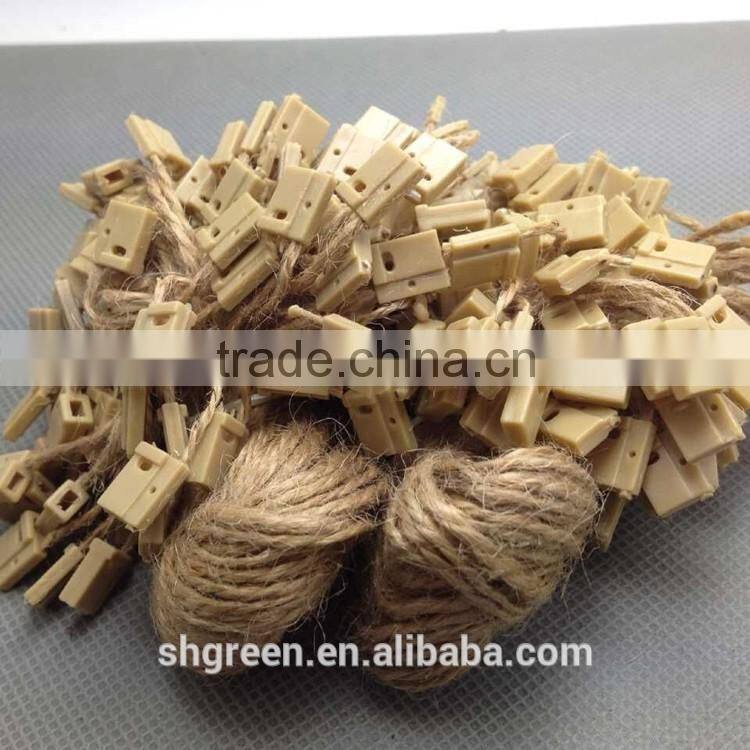 Waxed string/cord plastic fastener