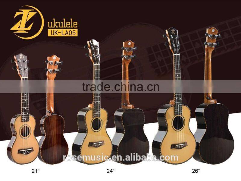 Solid spruce+ rosewood tenor ukulele of high quality from China factory(UK-LA05-26)