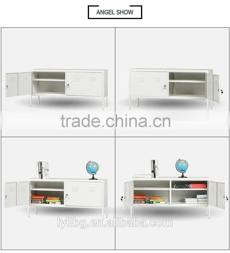 Home Furniture Steel Double Door Living Room TV Cabinet in White