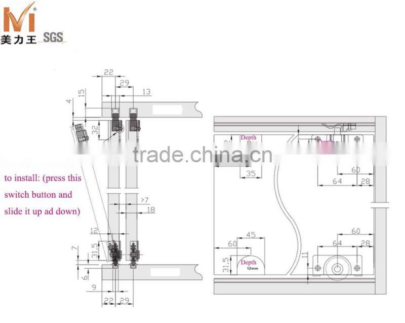 Wood Sliding Wardrobe Door Rollers Fittings for Sliding Closet Door system