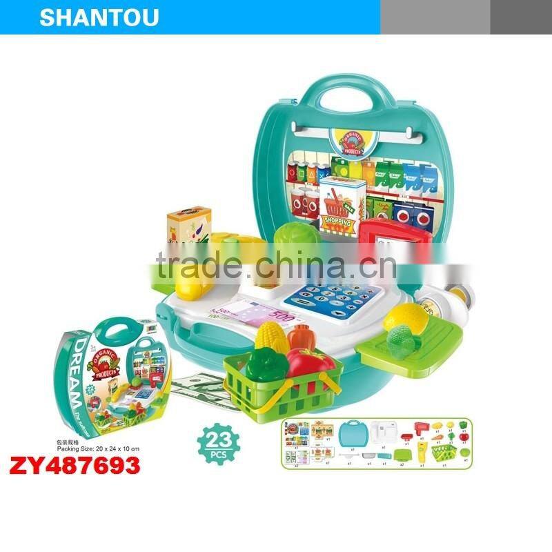 Zhorya 23PCS Wholesale kids multi-function supermarket baby toys fruit market play set