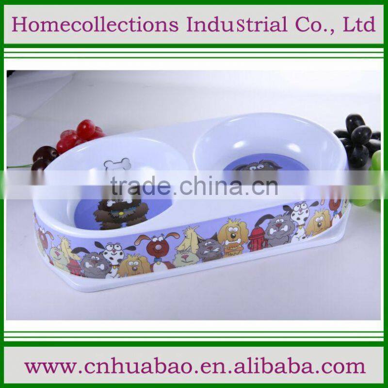 melamine +stainless steel bowl for puppy Melamine material double dinner pet bowl, double wall stainless steel bowl