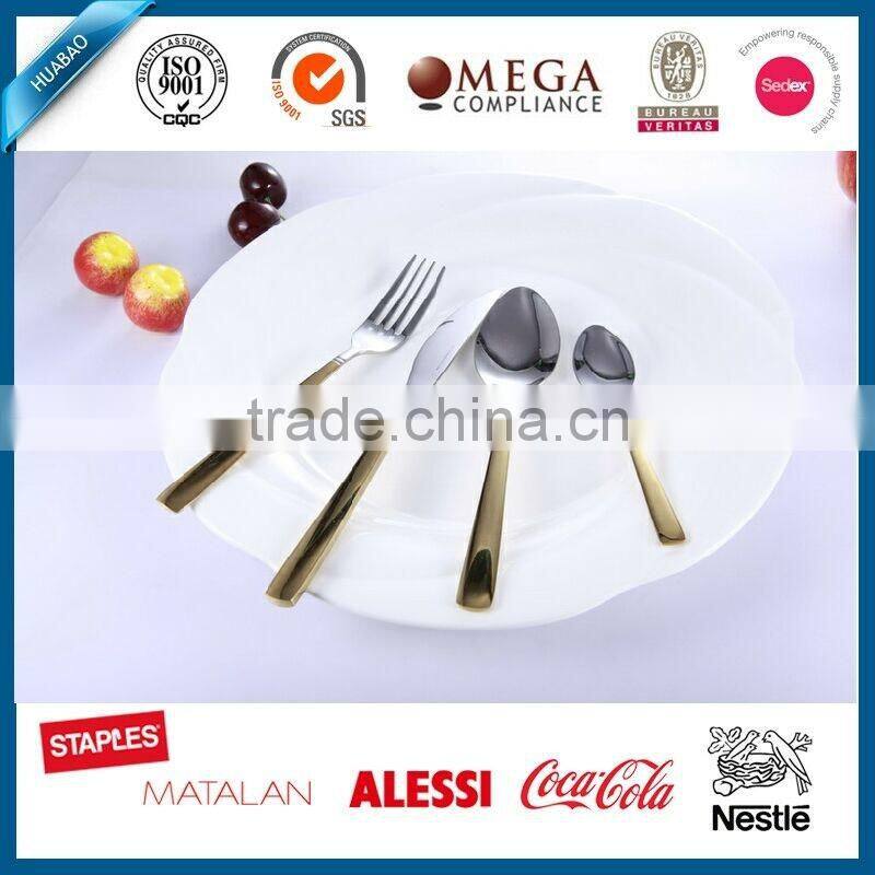 High quality 4 pcs stainless steel cutlery set with pvd coating , rose gold cutlery, stainless steel first horse cookware set