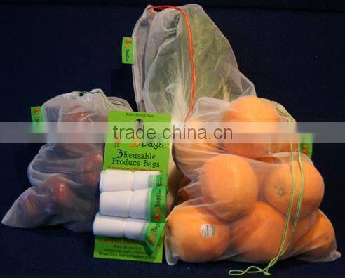 Reusable Drawstring Mesh Produce Bags For Store Food, Fruit / Vegetable