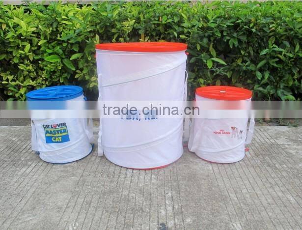 pet food barrel collapsible Foldable nylon pop up spiral collapsible Pet Food container