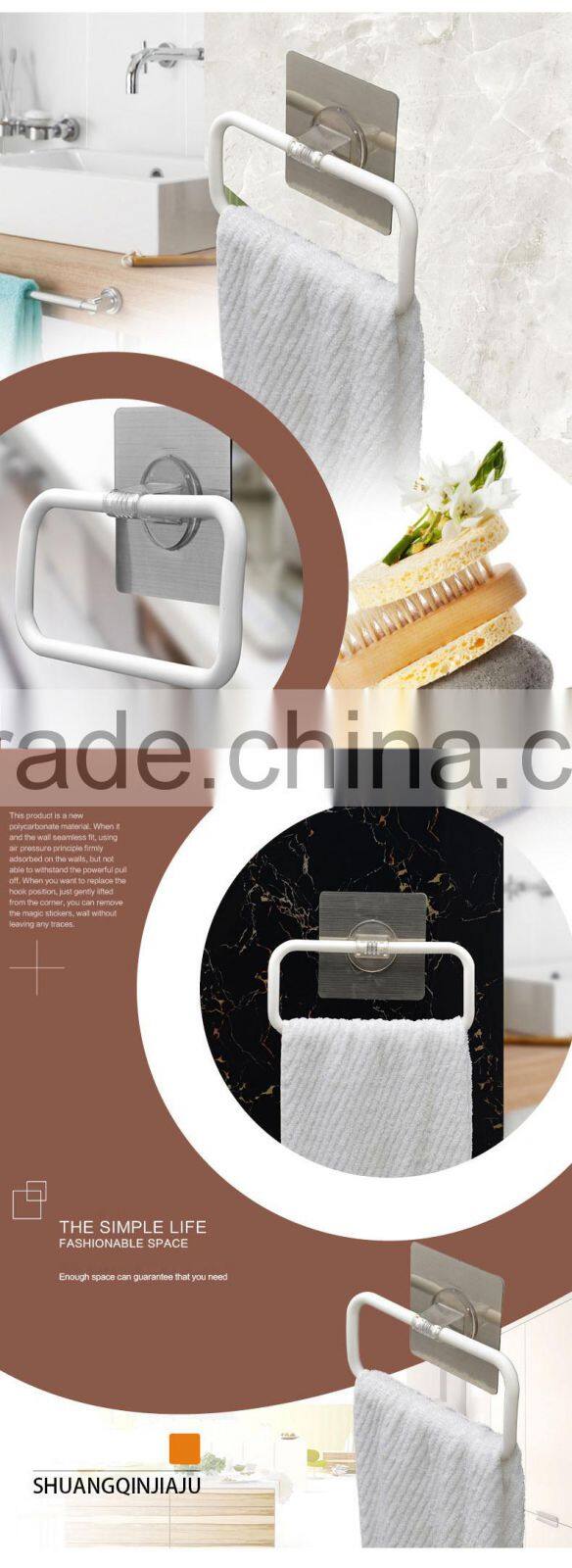 Magic Flexible Sticker Plastic Bathroom Hand Towel Holder Easy Use-square shaped