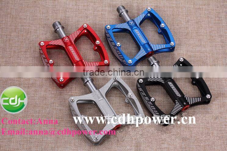 Red color mountain racing bike pedals