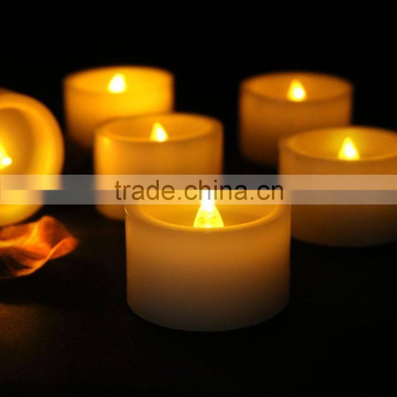 Yellow Amber Flickering Flameless Paraffin wax Candles with Timer(6 Hours On,18 hours Off) LED Battery Powered Candles