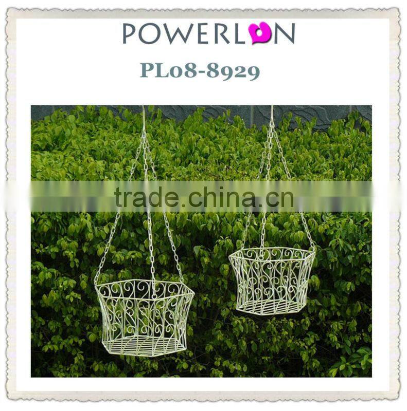 Heart Shape Antique White Matal Hanging Flower Pots