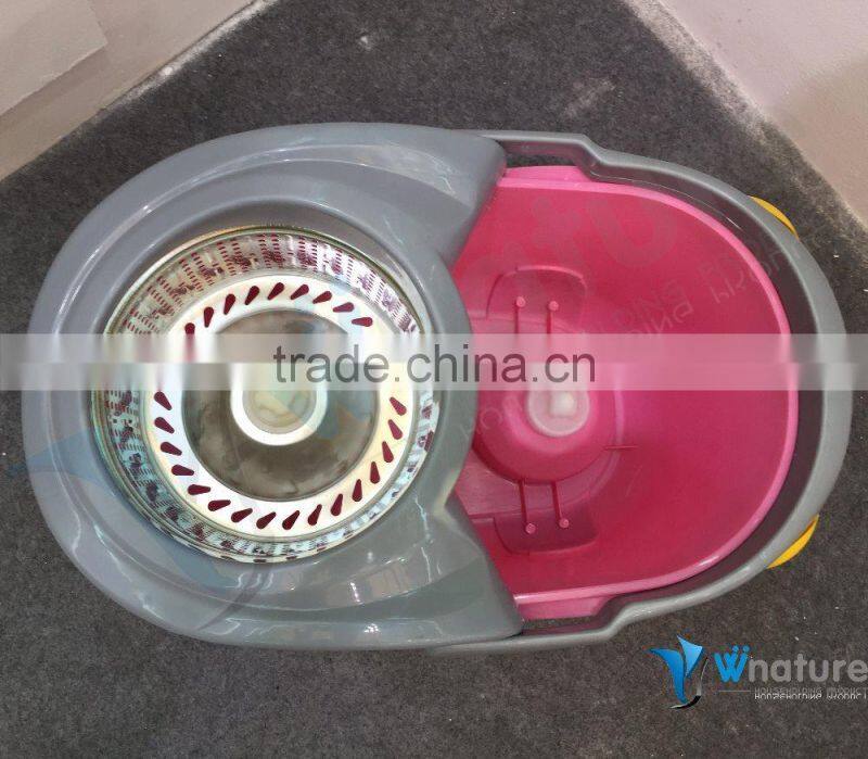 Easy Clean Magic Mop 360 Bucket 2 Heads Micro Fiber Spin Spinning Rotating Head