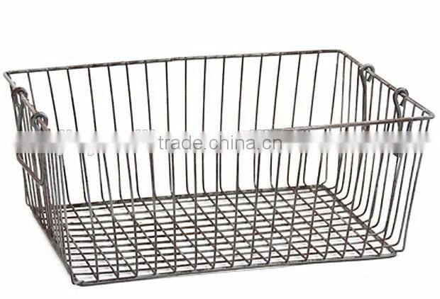 wholesale rectangular large antiqued metal wire basket
