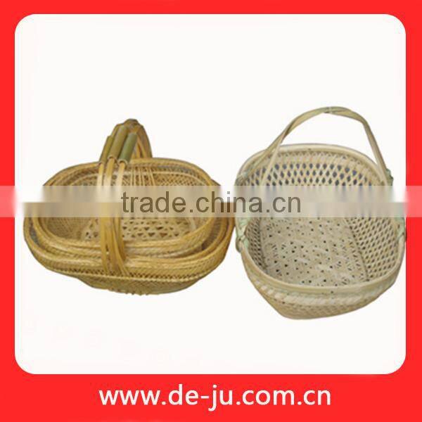 Red Dying Bamboo Long Handle Handicraft Basket