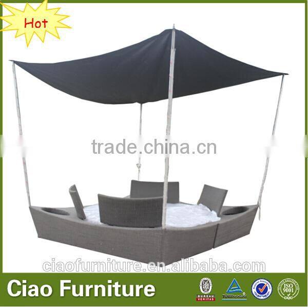 Garden furniture rattan gazebo with waterproof fabric