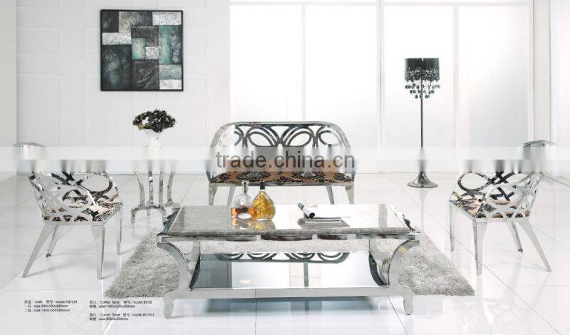 used hotel furniture hotel stainless steel chair / dairy cow leather sofa chair ND128