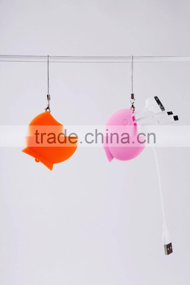 4 in 1 USB Sync Data Charger Cable Key Chain Ring For Iphone Samsung Android