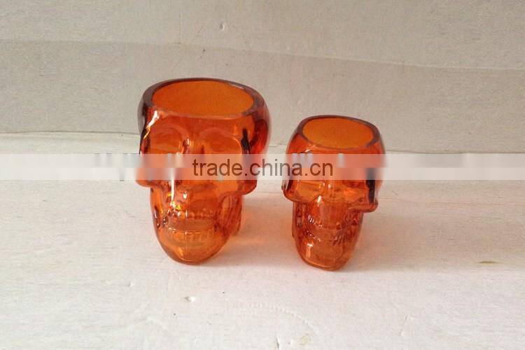 skull head galvanized glass candlestick holder