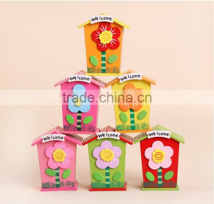 kids cartoon house wooden saving box&money box