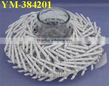 handmade wicker candle holder with glass