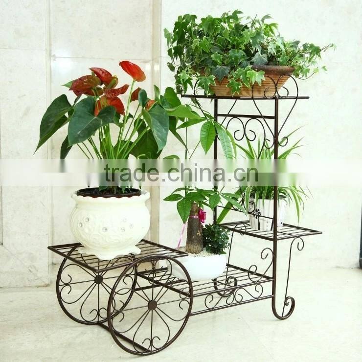 2016 custom rural style wrought iron flower pot stand