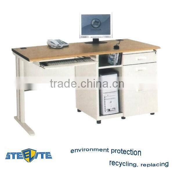 OA-3S modern steel computer desk with wooden desktop and steel drawers