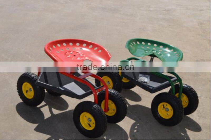 Metal seat garden work seat cart with four wheels TC1852
