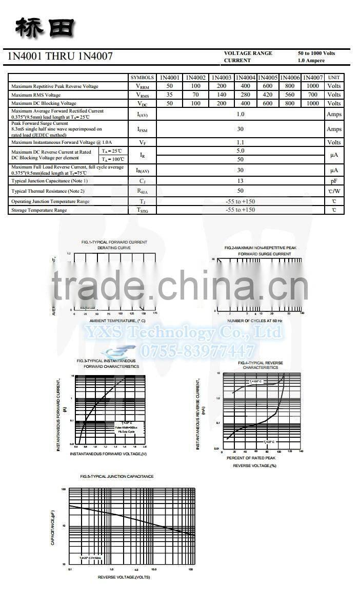 IN4007 1N4007 Original 1A 1200V DO-41 Rectifier Diode In stock~