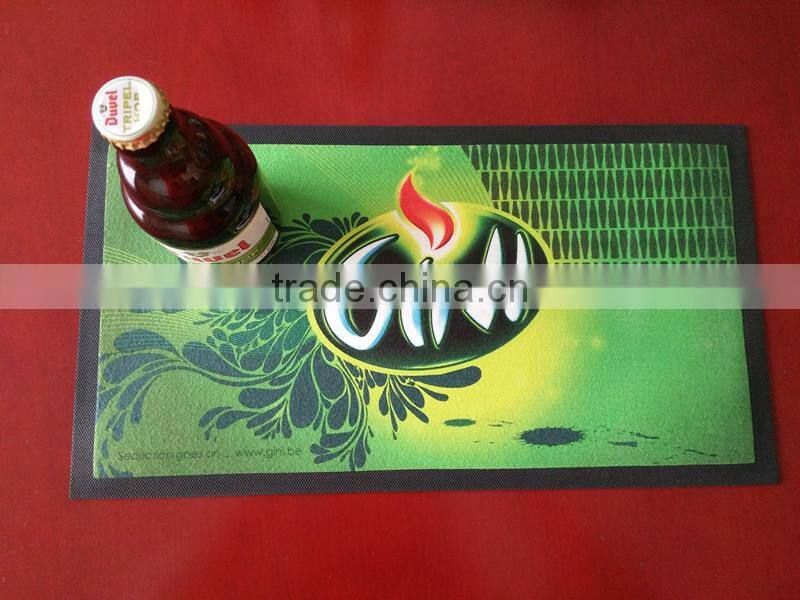 2017 custom brand logo non-woven fabric bar mat glows