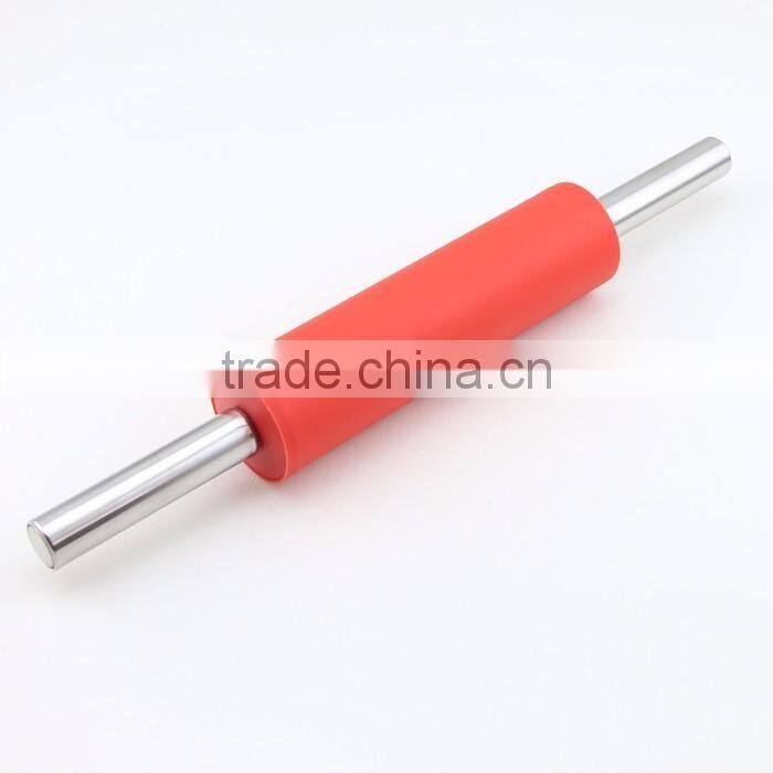 Stainless Steel Handle Silicone Cover Pastry Rolling Pin