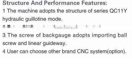 QC11K CNC Hydraulic Gullotine Shear model from 4x2000 to 25x3200mm