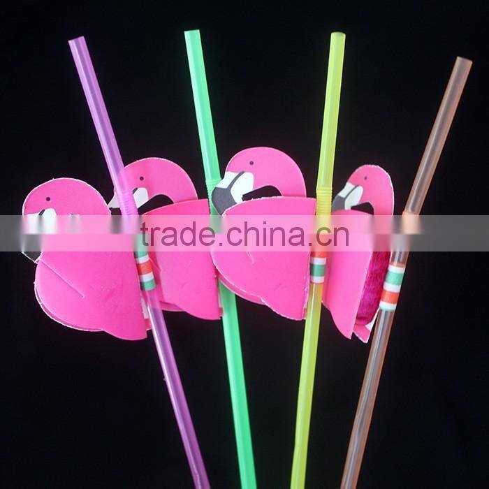 China Supplied Party Decoration Tissue Paper Flamingo Plastic Drinking Straw Flexible