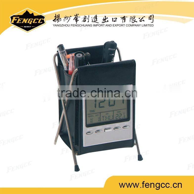 Digital Alarm Collapsible Penholder Clock with Thermometer and Calendar