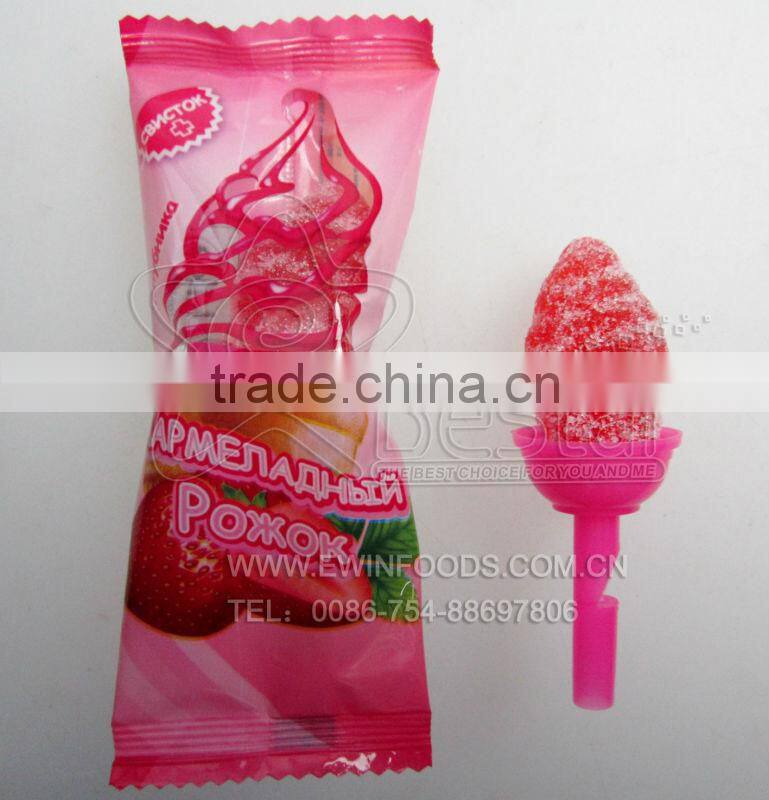 Ice-cream Jelly Candy with Plastic Whistle Lollipop