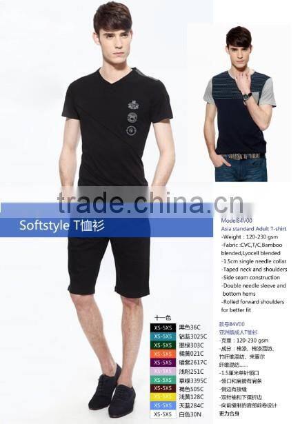 OEM 100% cotton plain blank black white blue red grey tubular O round neck tee shirts