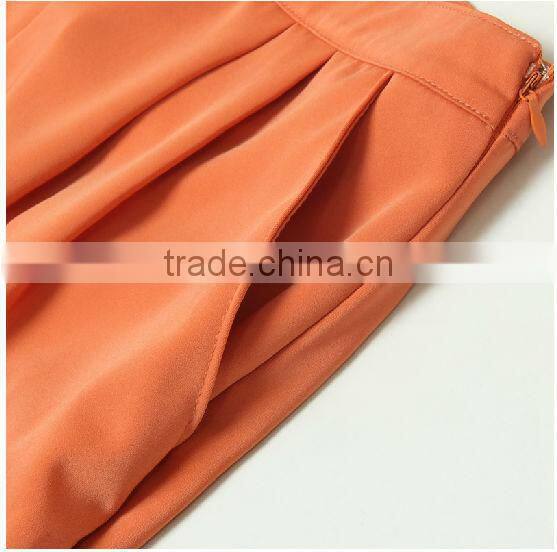 removable ruffle peplum harem trousers in orange color for young lady
