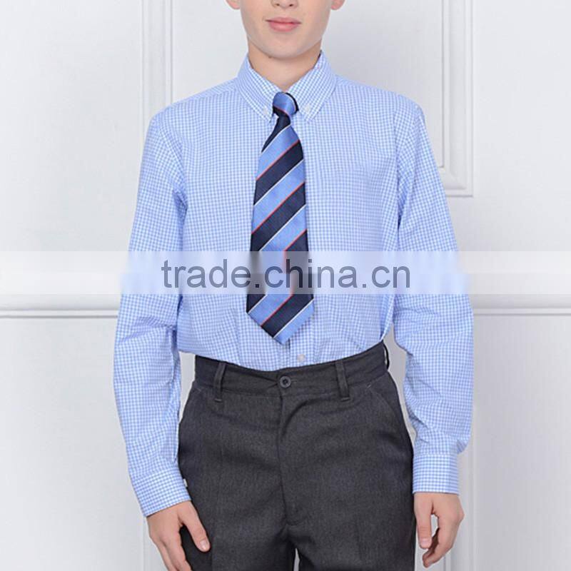 British style 2017 spring school boys shirt long sleeved cotton plaid shirt