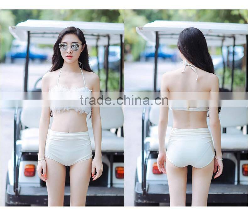 China Distributors Latest design solid sexy mesh swimwear white