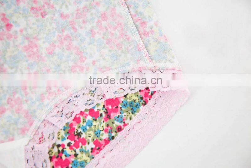 Factory Custom Cheapest Printing 95% Cotton 5% Spandex with Lace Sexy Fancy Woman Underwear