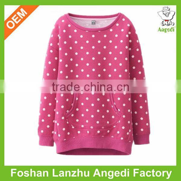 European boutique clothing girls autumn pull over fleece sweatshirt with polka dot design