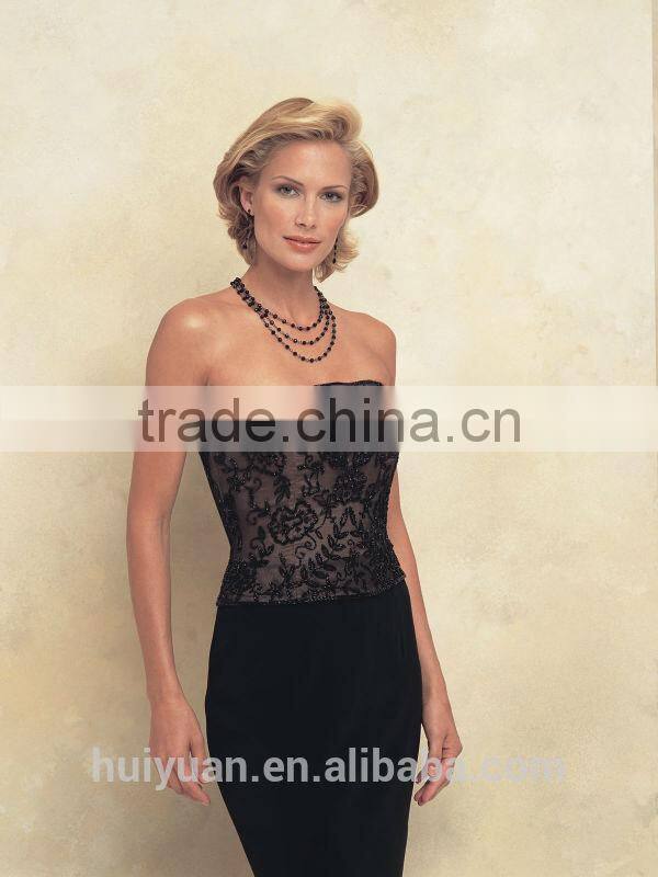 two piece ladies office chiffon black prom dress long sleeve