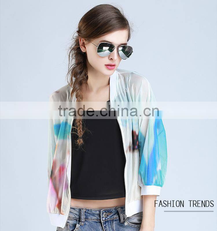 2015Summer casual round collar blazer ladies half sleeve coat