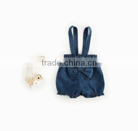 Suspender Denim Bowtie Shorts Diaper Bloomer Wholesale Baby Clothes Shorts