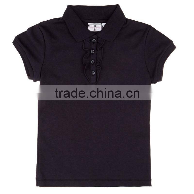 beautiful plain girls blank ruffle sleeve polo t shirt