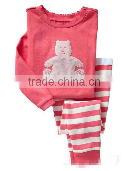 S32663W Children Cotton Long Sleeve Cartoon Soft Pajamas Baby t-shirts+pants clothes set