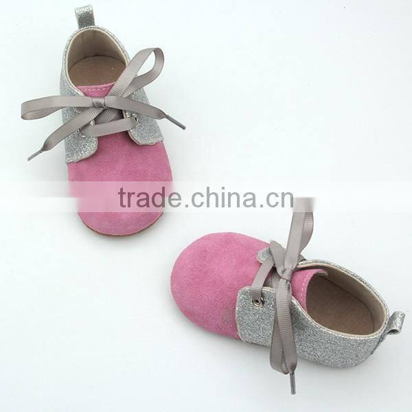 Wholesale Rose Pink Genuine Leather Moccasins Baby Shoes with 2017