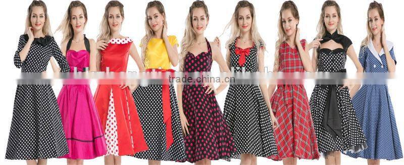 Women's Vintage Rockabilly Swing 1950's Evening Party Dress with Belt