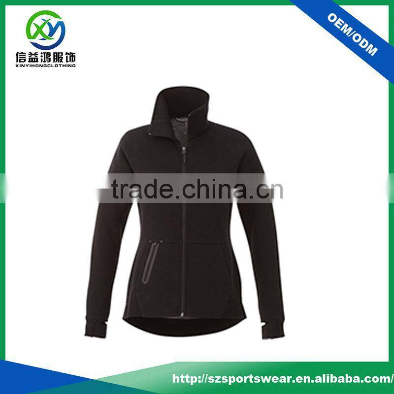 2017 New design thumb holes zipper pocket high quality woman jacket